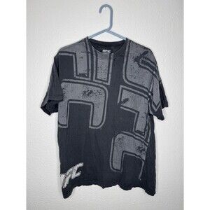 Vintage UFC Mens Large? All Over Print MMA Fighter Y2K Faded T Shirt AOP Black